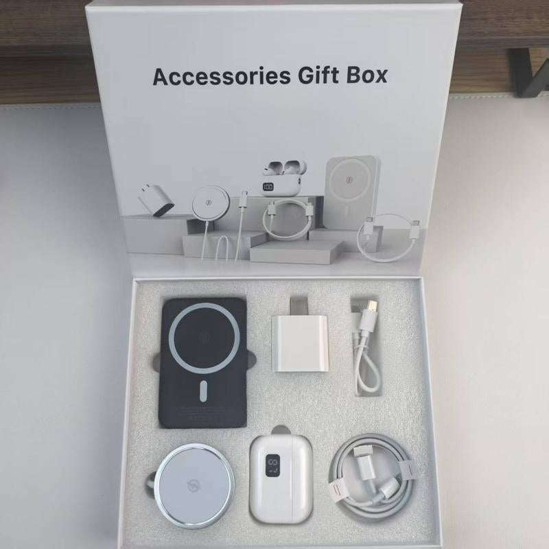 Artcyber 6-In-1 Charging Kit: Fast Charge, Magnetic Power Bank, Wireless Charger, Type-C to Fast Charging Cable, Adapter & Audio Support, Compact & Portable.