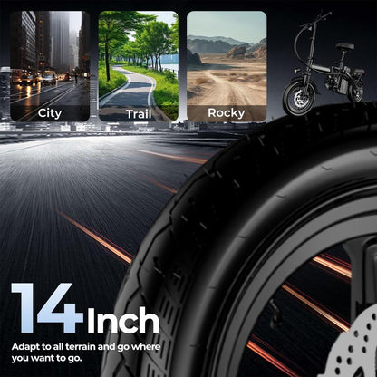 Terrosor Ebikes for Adults, 400W Motor 22MPH Max Speed, 14” Tire, 48V 15AH Removable Battery for Electric Bike, Multi-Shock Absorption, City Commuter, Foldable Adult Electric Bicycles Bici Urbana Rechargeable Motorcycle