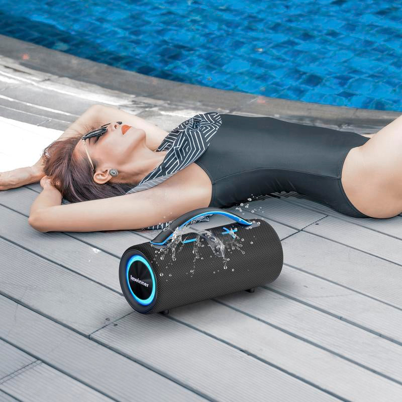 Lewinner Portable Wireless Speaker, Outdoor Wireless Speakers with 60W Loud Stereo Sound, Deep Bass, RGB Lights, Dual Pairing, 20Hours Playtime for Home/Outdoor/Party/Beach, Gift Ideas Audio Smartphone