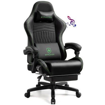 GTPLAYER Gaming Chair with 5.1 Compatible Bluetooth Speakers, High Back Ergonomic Design, 150° Maximum Inclination, PU Leather, Assembly Required
