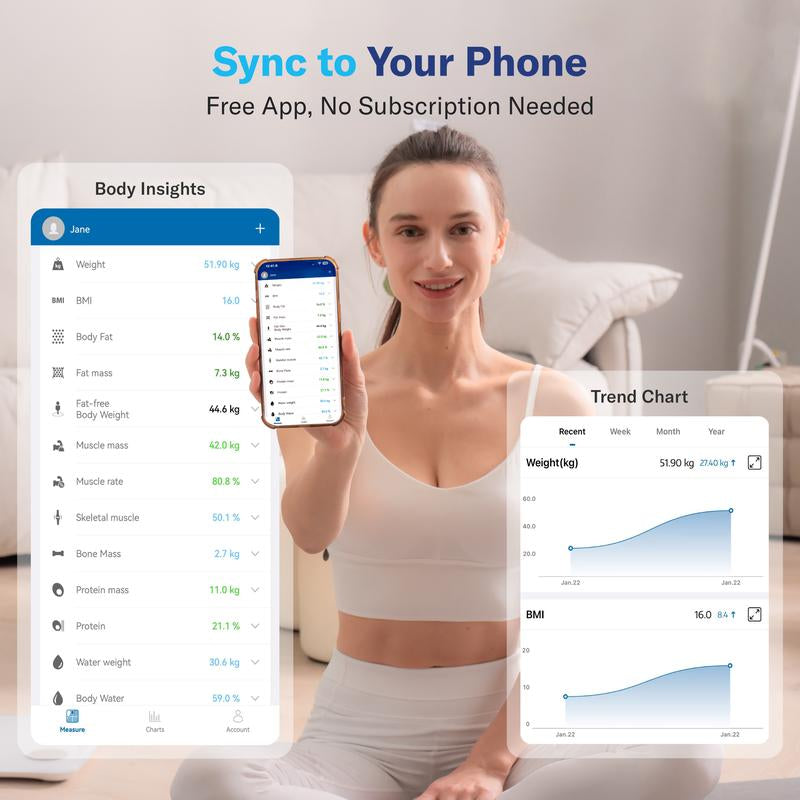 Alcedo Smart Scale for Body Weight, 7-Color Glowing Bluetooth Digital Bathroom Scale for BMI and Body Fat, Body Composition Monitor with Smartphone App, 400 Lbs Capacity