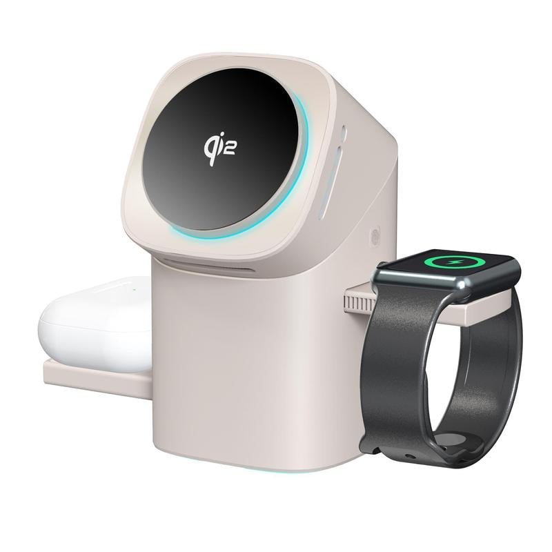 3-In-1 Wireless Charging Station QI2 Magnetic Charger for Iphone 16 15 14 13 Pro Max plus - 15W Fast Charging, Chargeable, Square Box Electronic