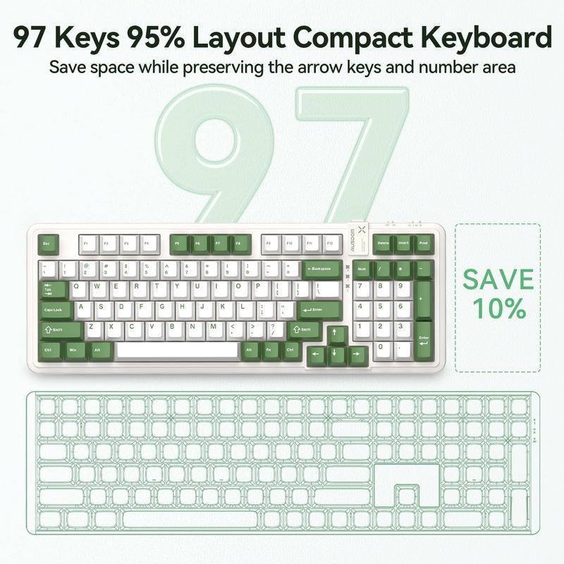 AUSDOM 98Pro Silent Mechanical Keyboard,Wireless Hot Swappable Gaming Keyboard with Backlit,Gasket Structure,Pre-Lubed Tactile Switches,2.4Ghz/Type-C/Bluetooth Custom Keyboard