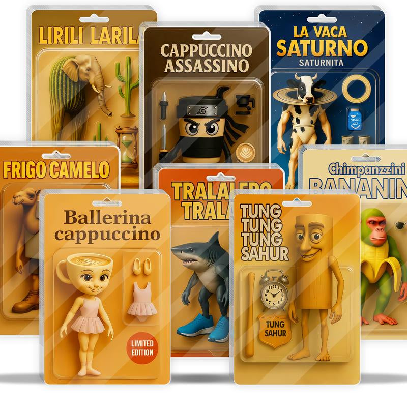 Italian Brainrot Toy Pack Acrylic Plaque Tralalero Tralala Cappucino Lirili Larila Funny Home Decor Signs