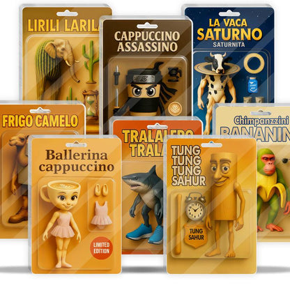 Italian Brainrot Toy Pack Acrylic Plaque Tralalero Tralala Cappucino Lirili Larila Funny Home Decor Signs