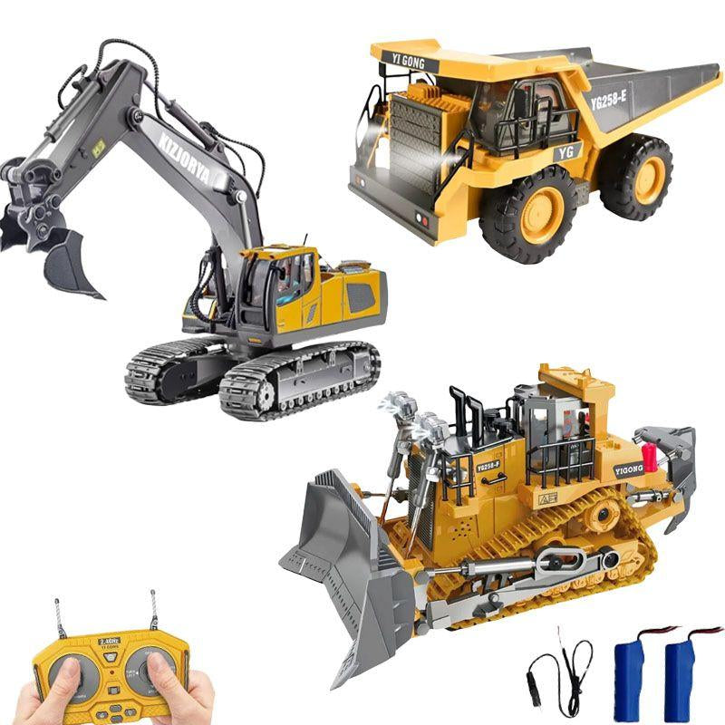 Remote Control Excavator Toys for Boys Turns 680-Degree 2 Batteries Metal Shovel Lights/Sounds Construction Toys Birthday Gifts Boy Toys for 3 4 5 6 7 8 Years Old