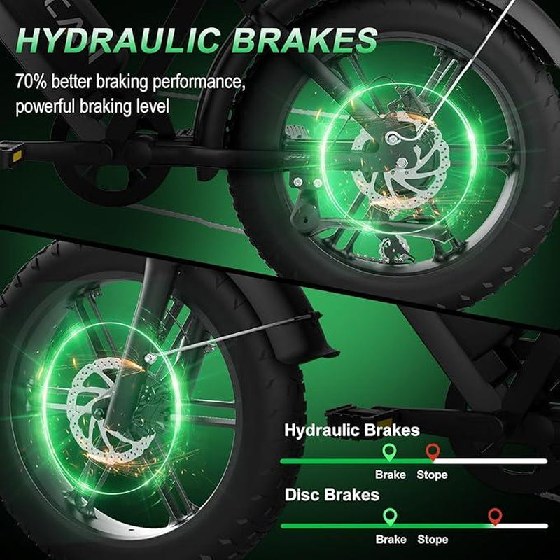 V30MAX/V30 Electric Bike for Adults 1500W/1000W Motor 20" Fat Tire Ebike, 32MPH/28MPH 120/70 Miles,48V 31.2/15.6 AH Dual Battery Hydraulic Disc Brake Electric Motorcycle Bike Full Suspension