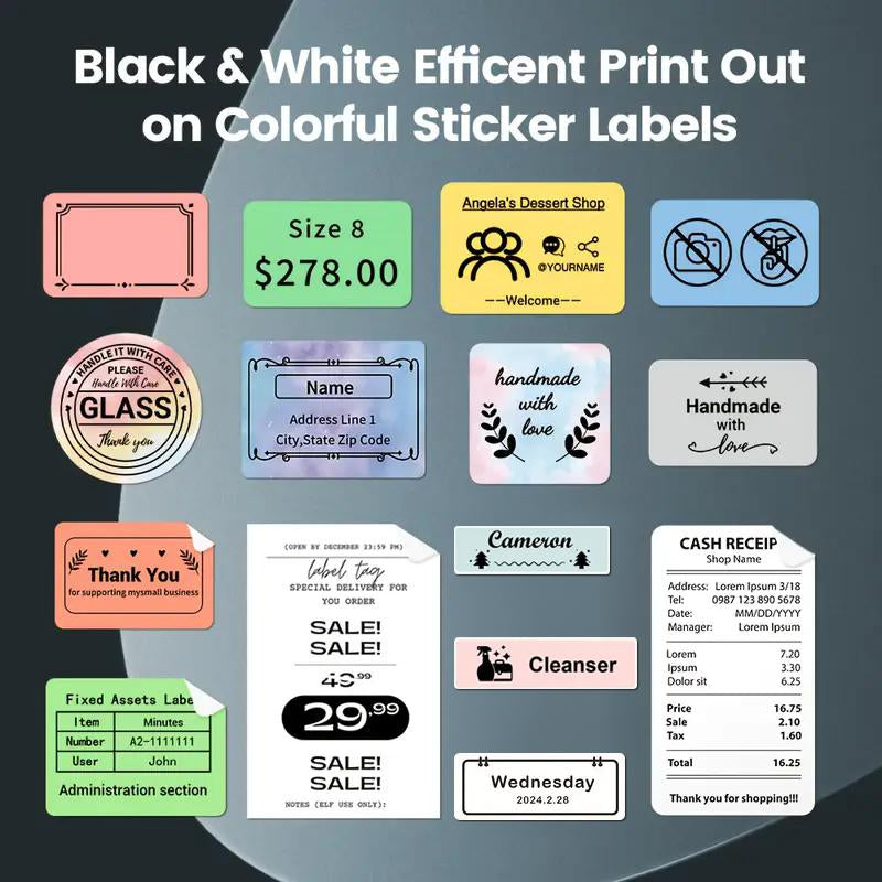 Mutipurpose Mini Label Maker Machine with Tape - Wireless Connection Thermal Label Printer Bluetooth Label Maker Machine, Mini Printer Sticker Maker for Home, Office, Organization, Small Business, Sticker Printer for Phones