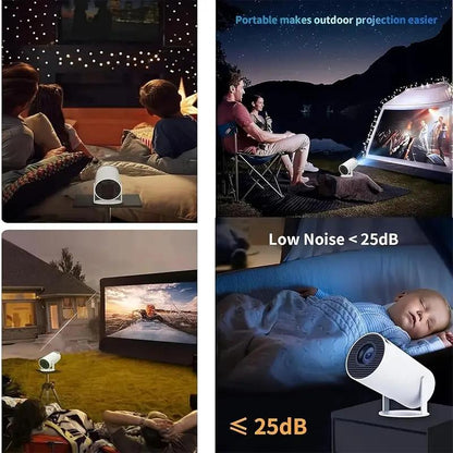 Portable Projector 2.4/5G Wifi 360° HD LED 200 Inch Screen Built-In Speaker Multifunctional Projector
