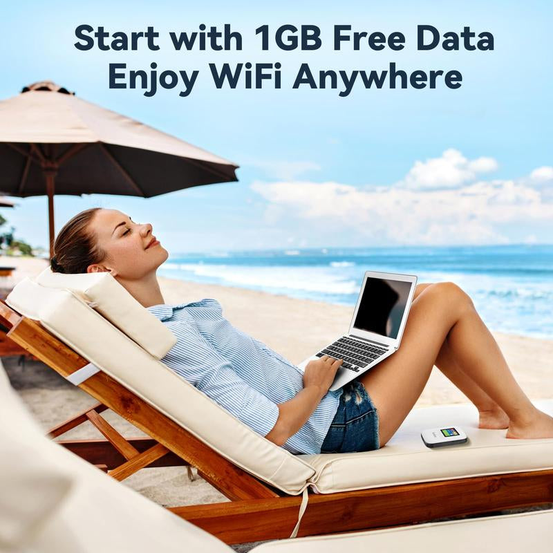4G LTE Wifi Mobile Hotspot, No SIM Card Required No Contract, 10 Connected Devices, Multiple Networks, Portable Internet for Campers, Motorhomes and Travels, 1GB Local Data