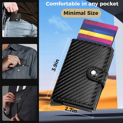 Card Holder, Men Credit Card Holder, Slim Card Case Front Pocket Anti-Theft-Rfid Auto Pop up Travel Thin Wallets for Men