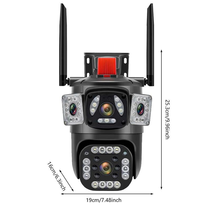 Outdoor Security Camera, 3-Lens Waterproof Camera, 6K 9MP, 10X Zoom, 360 PTZ Outdoor Wifi Camera,Fathersdaygift