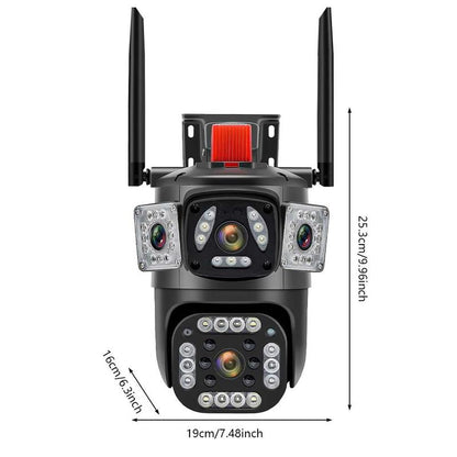 Outdoor Security Camera, 3-Lens Waterproof Camera, 6K 9MP, 10X Zoom, 360 PTZ Outdoor Wifi Camera,Fathersdaygift