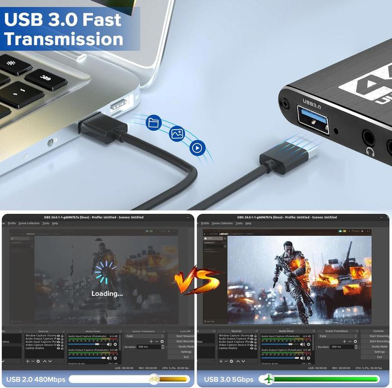 Capture Card, Audio Video Capture Card with Microphone 4K HDMI Loop-Out, 1080P 60Fps Video Recorder for Gaming/Live Streaming/Video Conference, Works for Nintendo Switch/Ps4/Obs/Camera/Pc Accessories