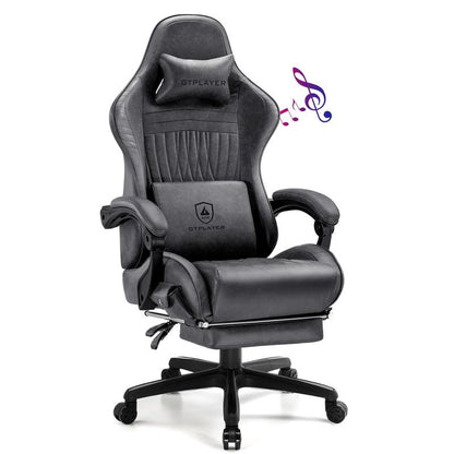 GTPLAYER Gaming Chair with 5.1 Compatible Bluetooth Speakers, High Back Ergonomic Design, 150° Maximum Inclination, PU Leather, Assembly Required