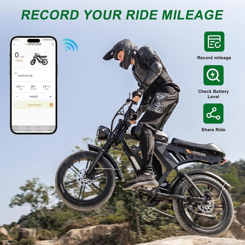 V30MAX/V30 Electric Bike for Adults 1500W/1000W Motor 20" Fat Tire Ebike, 32MPH/28MPH 120/70 Miles,48V 31.2/15.6 AH Dual Battery Hydraulic Disc Brake Electric Motorcycle Bike Full Suspension