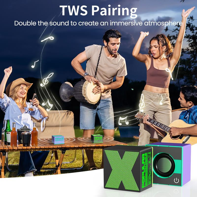 YOYOWAY Mini Wireless Audio Speakers with TWS Pairing,Hands-Free Call, BT5.0, Portable Bluetooth Speaker for Home/Party/Outdoor/Beach, Christmas Gift