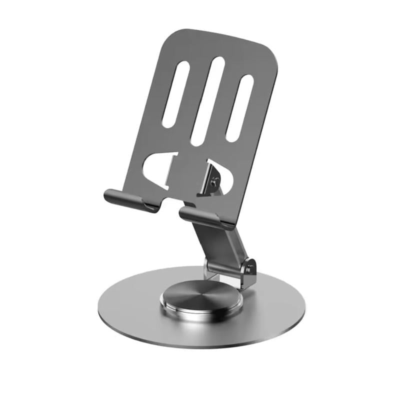 Adjustable Cell Phone Stand for Desk with Non-Slip Rubber, 360°Metal Phone Holder Smartphone Accessories Foldable/Folding Mount Alloy Aluminum Compact Portable Cellphone Mount, Saving Space