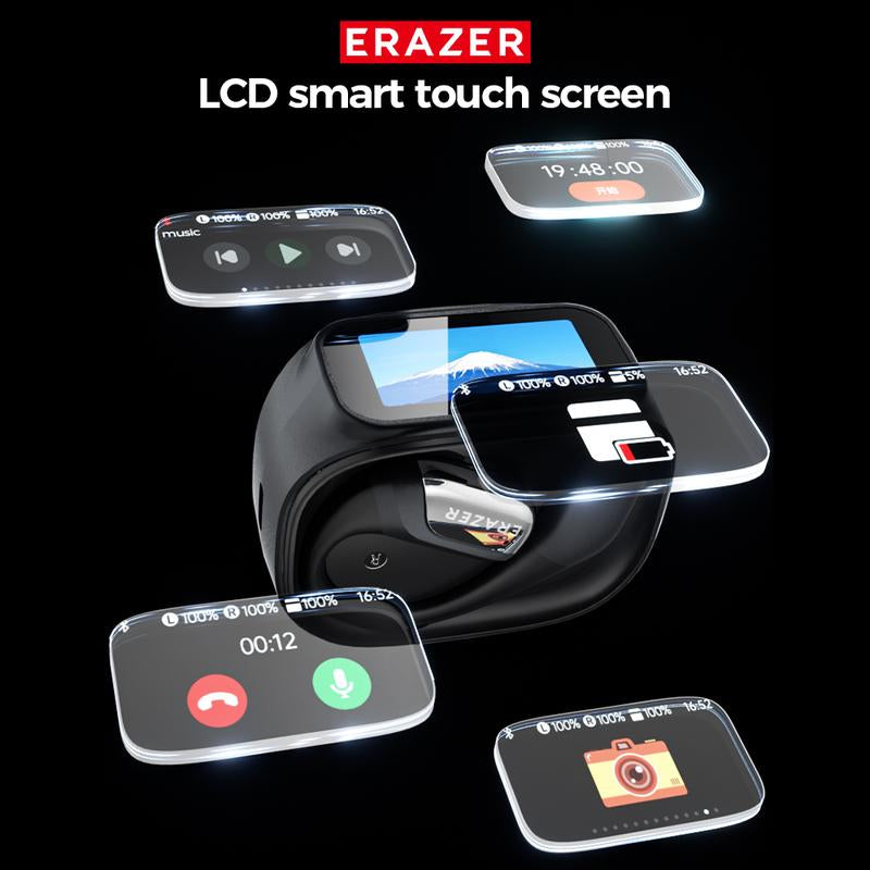 ERAZER Translation Earbuds Supports 134 Languages with Traslation APP Face-To-Face Translation Open Wireless Bluetooth Earbuds LED Touchscreen Earbuds HIFI Sound Quality Built-In Microphone Wireless Headphones Long Battery Earbuds Black Headset