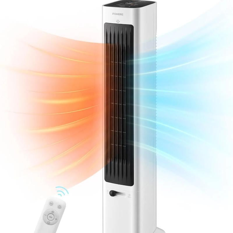 FOHERE Tower Fan for Indoors, 36" Oscillating Tower Cooling Fan with Remote Control, 12-Hour Timer and Sleep Mode,Standing Fan for Office, Portable Stand up Floor Bladeless Fan (Black)