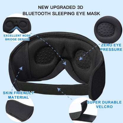 Lc-Dolida 3D Bluetooth Sleep Mask with Headphones, Wireless Music Sleep Headband Eye Mask for Side Sleepers,Sleeping Comfortable Black-3D Relaxation Light Blockin Travel