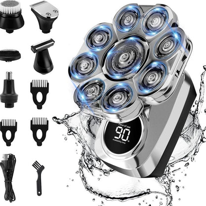 Upgraded 9D Bald Head Shaver for Men,6-In-1 Electric Razor with LED Display & Type-C Charging,360° Close Shave