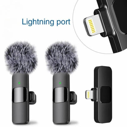 2 Pcs Wireless Lavalier Microphones for Iphone, Android, Ipad - Mini Wireless Clip-On Microphones Crystal Clear Sound Quality for Recording, Live Streaming,Vlog Audio Lightning Usb Port Smartphone Lapel Microphone