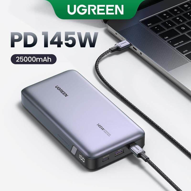 UGREEN 25000Mah PD145W Powerbank 20000Mah PD100W Powerbank Fast Charging with Type C Cable for Iphone 16 Pro Max Chargeable Accessories Springtok