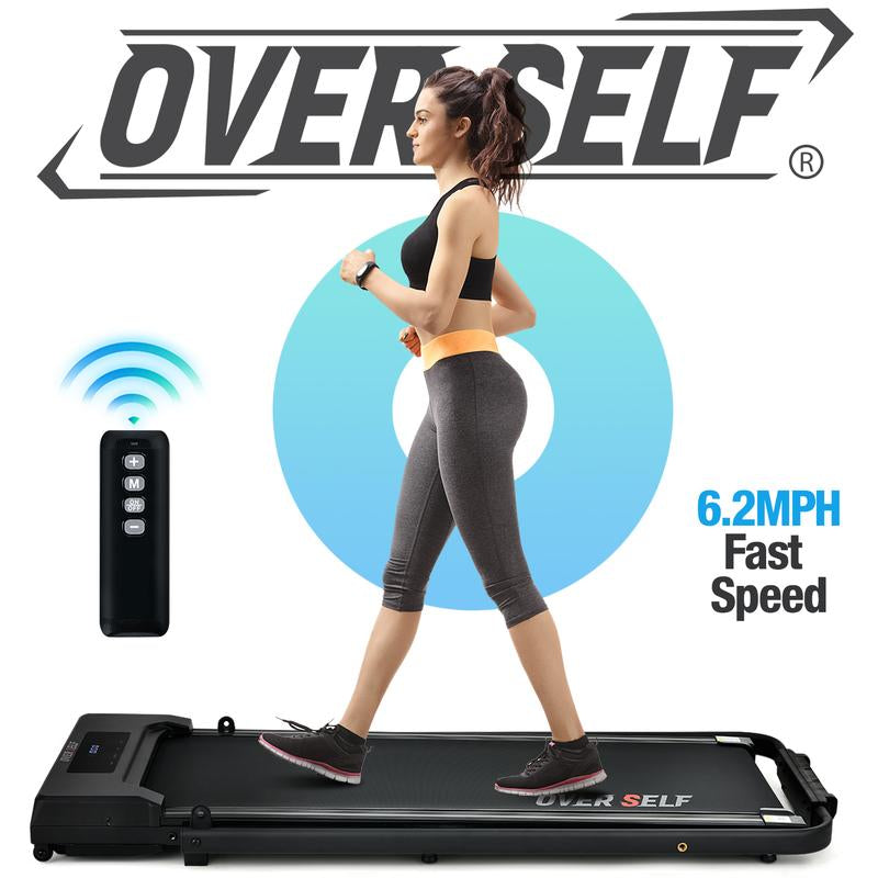 OVER SELF Inclined Folding Incline Treadmill, Walking Mat Treadmill with ,300 Lbs Portable Treadmill with Handle, Safety Lock, Quiet Design for Home and Office Treadmill with LED Display – Smart Fitness Machine Exercise Gym Equipment