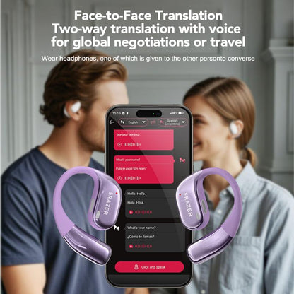 ERAZER X11 AI Translation Earbuds with APP Support 134 Languages OWS Open Ear Chargeable Headphones Wireless Bluetooth 5.4,HD Mic,Waterproof Design & Low Latency