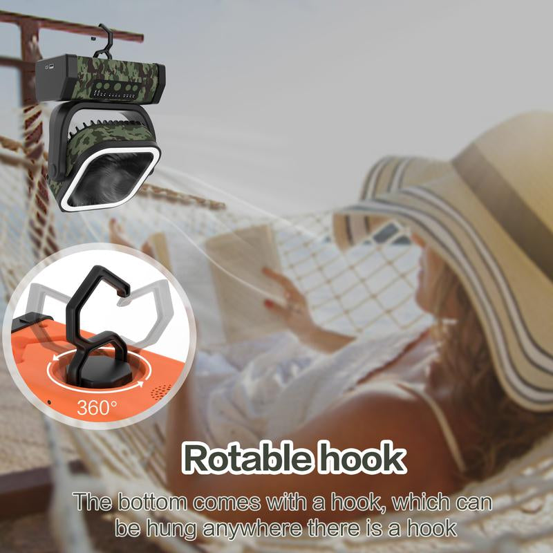 30,000Mah Rechargeable Camping Fan with LED Light, Portable Multi-Functional Fan, 4-Speed Wind Speed Adjustment, Remote Control, 270° Wind Direction Adjustment, Suitable for Indoor, Outdoor, Tent, Travel, Etc.