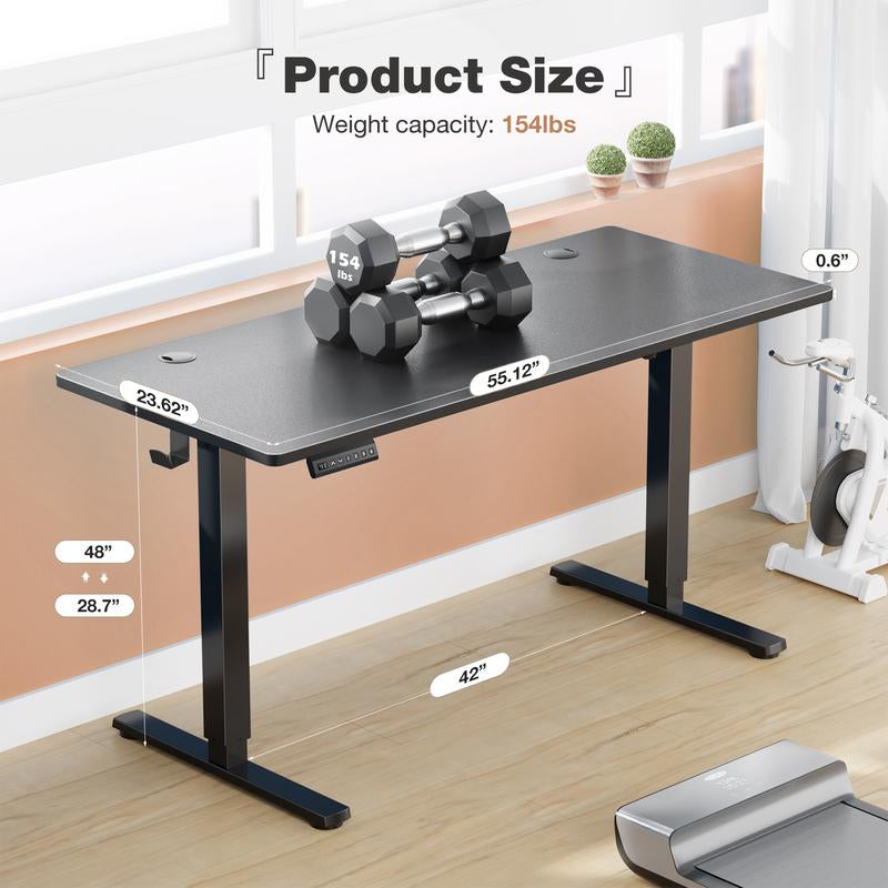 Standing Desk, Electric Standing Desk Adjustable Height, Ergonomic Adjustable Desk with Memory Preset, Computer Desk Stand up Desk with T-Shaped Bracket Suitable for Home Office