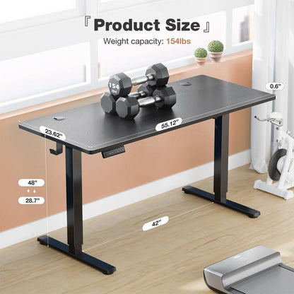 Standing Desk, Electric Standing Desk Adjustable Height, Ergonomic Adjustable Desk with Memory Preset, Computer Desk Stand up Desk with T-Shaped Bracket Suitable for Home Office
