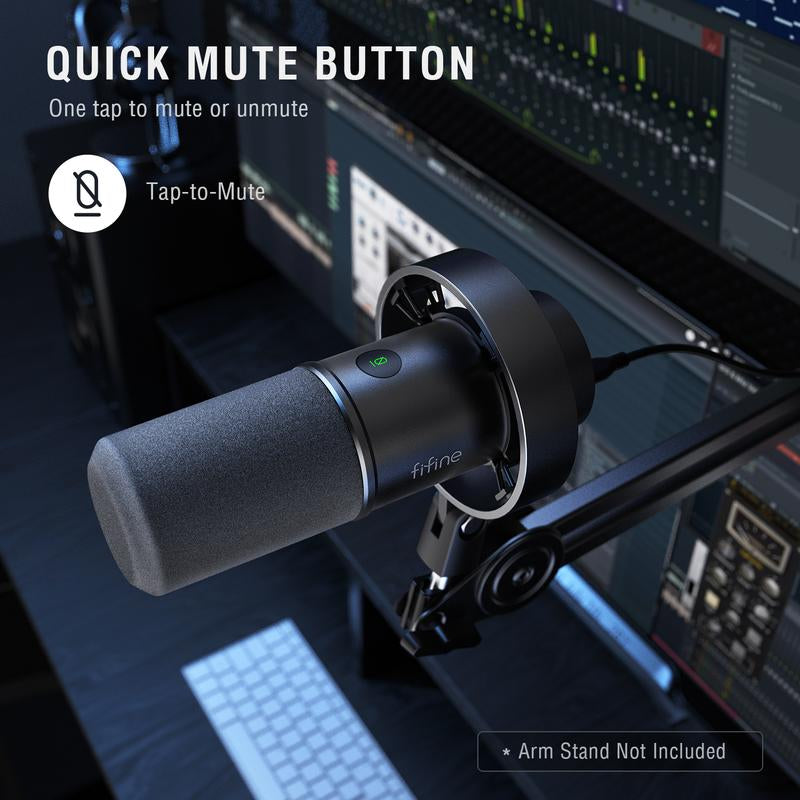 FIFINE K688 XLR/USB Dynamic Microphone, Studio XLR Vocal Podcast Microphone for Recording, USB Streaming Mic with Mute Button, Gain Knob, Headphones Jack for Voice-Over, Video,Gaming