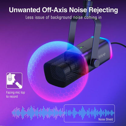 FIFINE AM8T XLR USB Gaming Microphone Set, Dynamic PC Mic for Streaming Podcasting, Computer RGB Mic Kit with Boom Arm Stand, Mute Button, Headphones Jack, for Recording Vocal Voice-Over
