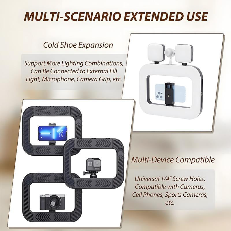 Circular Handheld Photography Fill Light,Rechargeable Handheld Beauty Fill Light, Expandablebracket,Selfie Tripod,Adjustable Extendable Foldable Phoneholder, Photography and Video Recording, Professional Outdoor Shooting, Handheld Lighting Light