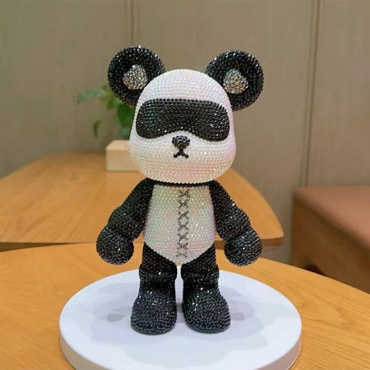 DIY Diamond-Studded Panda-Colored Bear Ornament - 9 Inches High Diy Diamond Handmade #Diycrafts #Luxurydecor #Plushieart #Diamondstudded #Bearornament #Handmadegifts #Homedecorideas #Blackandwhiteaesthetic #Holidaydecor #Craftingcommunity