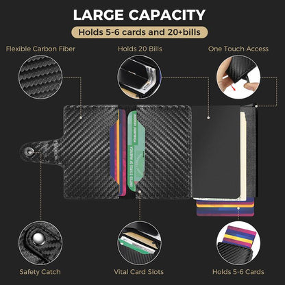 Card Holder, Men Credit Card Holder, Slim Card Case Front Pocket Anti-Theft-Rfid Auto Pop up Travel Thin Wallets for Men