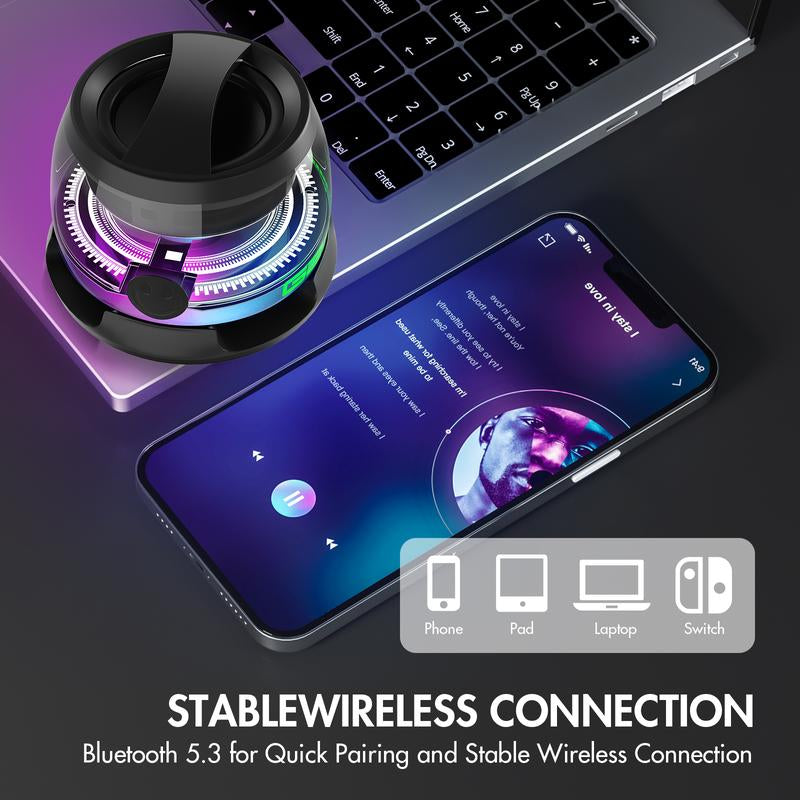 Magnetic Bluetooth Speaker,G200 5W Mini Speaker Wireless Bluetooth 5.0,LED Light Game Mode,4H Playtime,Suitable for Travel,Cook,Run-Black/Purple