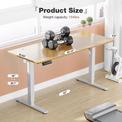 Standing Desk, Electric Standing Desk Adjustable Height, Ergonomic Adjustable Desk with Memory Preset, Computer Desk Stand up Desk with T-Shaped Bracket Suitable for Home Office