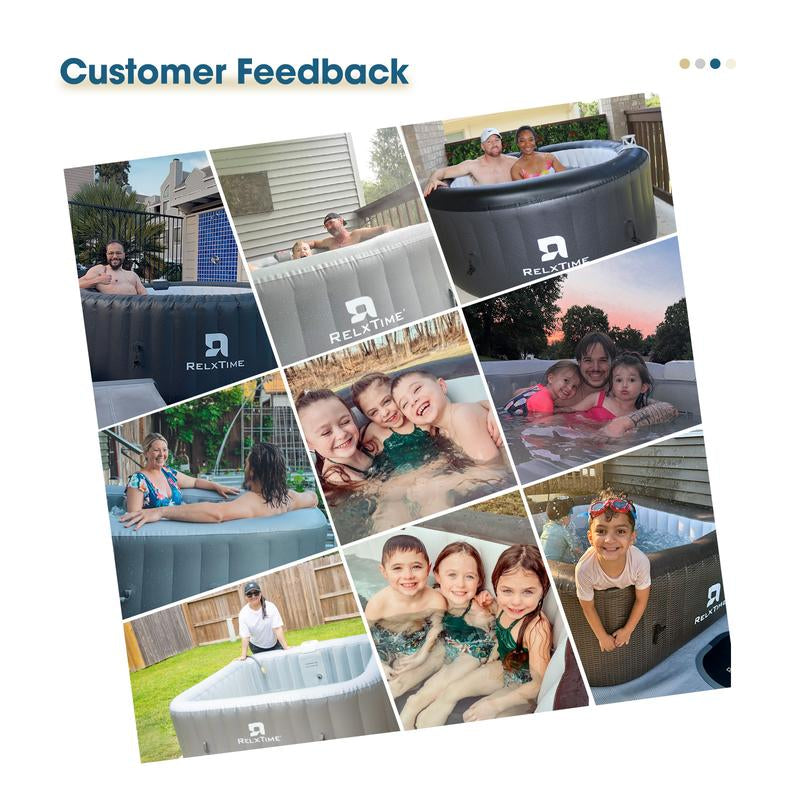 4 to 6 Person Inflatable Hot Tub,Inflatable Square Spa Portable Outdoor Hottub,130 Soothing Bubble Air Jets,Insulation Cover(Energy-Saving)