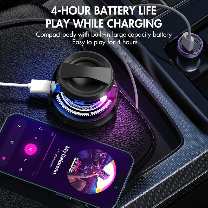 Magnetic Bluetooth Speaker,G200 5W Mini Speaker Wireless Bluetooth 5.0,LED Light Game Mode,4H Playtime,Suitable for Travel,Cook,Run-Black/Purple