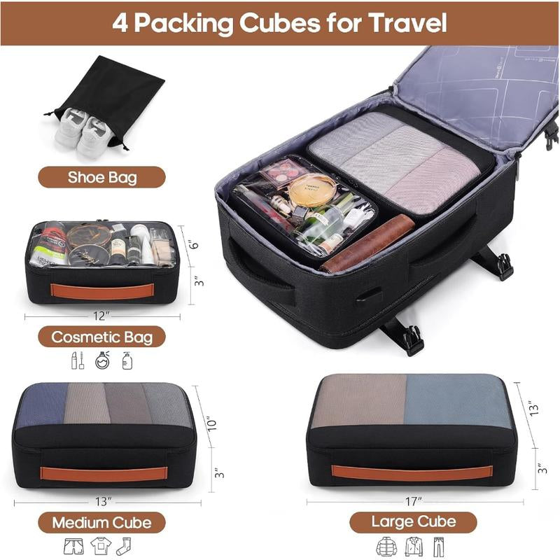 Miusse 40L 42L Travel Backpack, 17-Inch Carry-On Approved Bag, Waterproof Luggage with Packing Cubes, Shoe Pocket #Outdoorfun