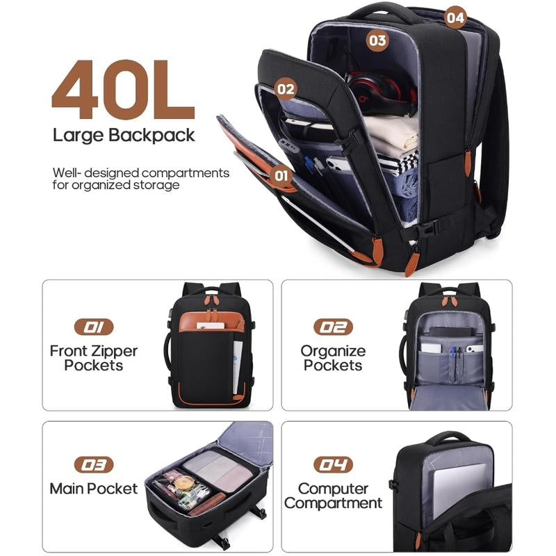 Miusse 40L 42L Travel Backpack, 17-Inch Carry-On Approved Bag, Waterproof Luggage with Packing Cubes, Shoe Pocket #Outdoorfun