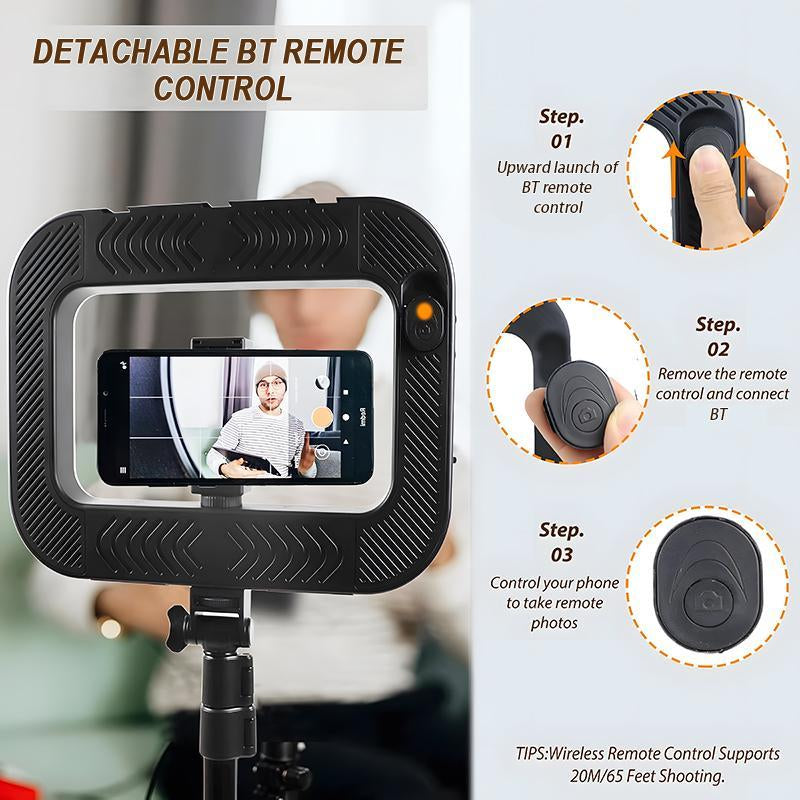 Circular Handheld Photography Fill Light,Rechargeable Handheld Beauty Fill Light, Expandablebracket,Selfie Tripod,Adjustable Extendable Foldable Phoneholder, Photography and Video Recording, Professional Outdoor Shooting, Handheld Lighting Light