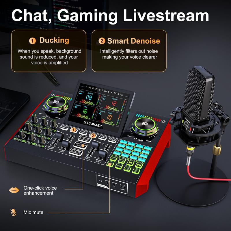 Tenlamp G10-PK PRO Live Broadcast Kit | Upgraded Microphone & Professional Chip for Gaming, Singing, DJ & Streaming | Plug & Play, Enhanced Sound Quality#Outdoorfun
