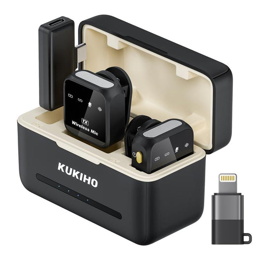 KUKIHO Wireless Lavalier Microphone for Iphone Ipad Android with Charging Case Audio Smartphone Audio Smartphone