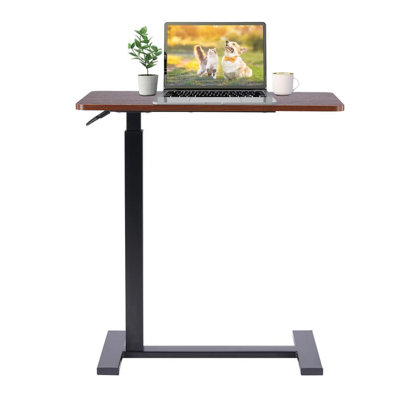 【Deal】Overbed Bedside Table with Wheels, Mobile Standing Stand up Rolling Laptop PC, Adjustable Height Tray, Side Computer Workstation for Home Use