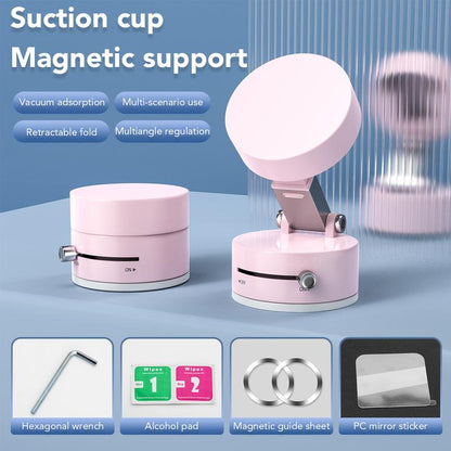 Magnetic Vacuum Phone Stand Holder ,Foldable and Portable Design,Strong Magnet,Suitable for Smooth Surfaces,Multi-Scene Use Compact Folding