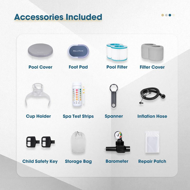 4 to 6 Person Inflatable Hot Tub,Inflatable Square Spa Portable Outdoor Hottub,130 Soothing Bubble Air Jets,Insulation Cover(Energy-Saving)